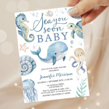 Sea You Soon Boy Baby Shower Einladung