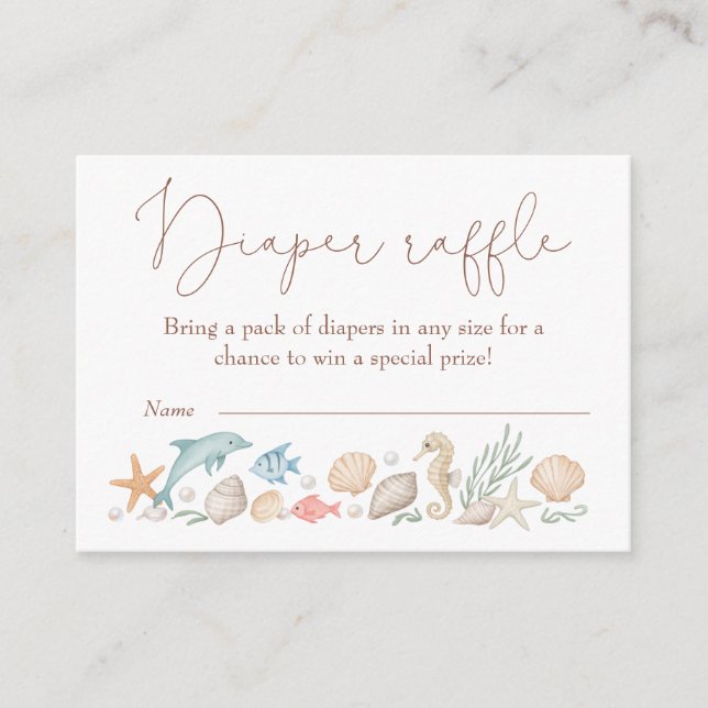 Sea You Soon Coastal Baby Shower Diaper Raffle Begleitkarte (Vorderseite)