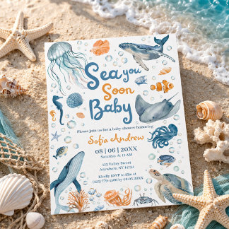 Sea You Soon Coastal Baby Shower Invitation Einladung