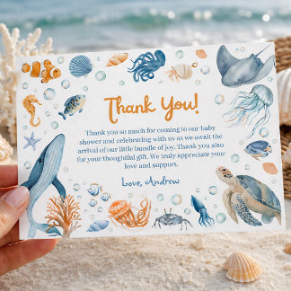 Sea You Soon Coastal Baby Shower Thank You Card Begleitkarte