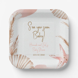 Sea You Soon Coastal Boho Baby Shower Papier-Telle Pappteller