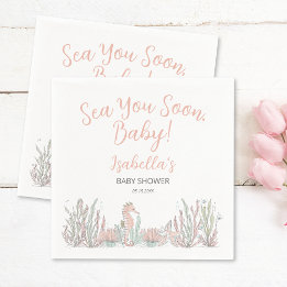 Sea You Soon Cute Hand Drawn Baby Shower Serviette