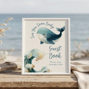 Sea You Soon Gästebuch Baby Shower Schild elfenbei
