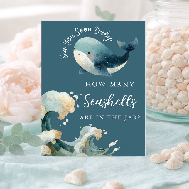 Sea You Soon Guess How Many Baby Shower Game Card Einladung (Von Creator hochgeladen)