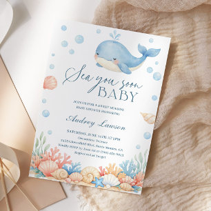 Sea You Soon Küstenozean Wal Baby Shower Einladung