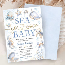 Sea You Soon Modern Boy Sea Ozean Baby Shower