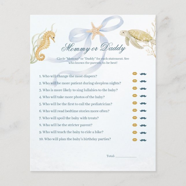 Sea You Soon Mommy oder Daddy Baby Shower Spiel (Vorderseite)