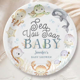 Sea You Soon Ocean Baby Shower Gender Neutral Pappteller