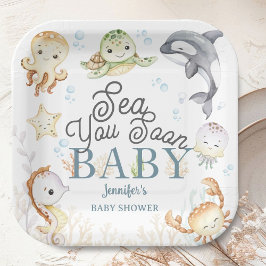 Sea You Soon Ocean Baby Shower Gender Neutral Pappteller