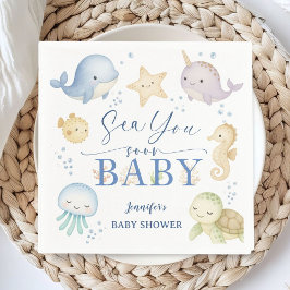 Sea You Soon Ocean Baby Shower Paper Serviette