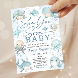 Sea You Soon Ocean Whale Boy Baby Shower Einladung