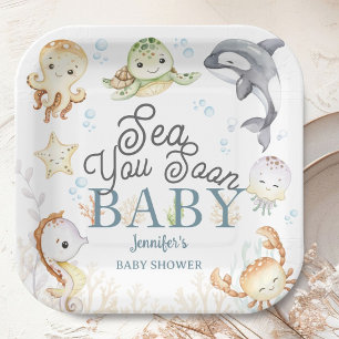Sea You Soon Ozean-Baby-Party geschlechtsneutral  Pappteller