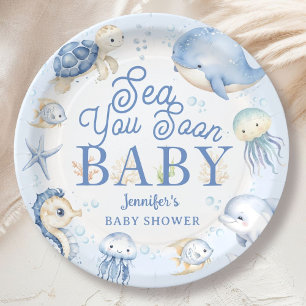 Sea You Soon Ozean-Baby-Party Junge Blau Pappteller