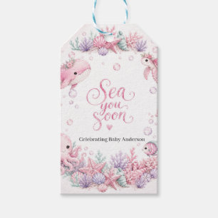 Sea You Soon Pink Unter dem Meer Baby Shower Perso Geschenkanhänger