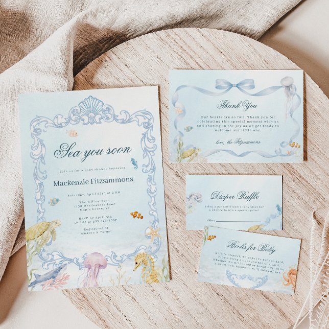 Sea You Soon Rococo Baby Shower Einladung (Sea You Soon Rococo Baby Shower Invitation )