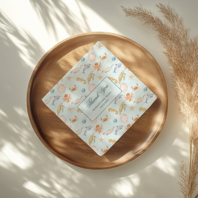 Sea You Soon Rococo Baby Shower  Serviette (Sea You Soon Rococo Baby Shower Paper Napkin)