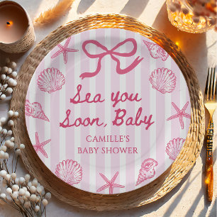 Sea You Soon Seashell-Küstensüßigkeiten-Baby-Party Pappteller