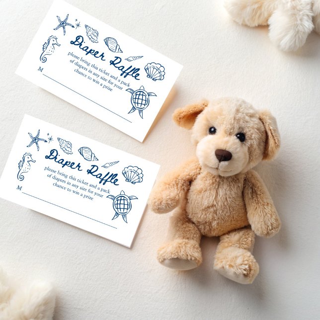 Sea you soon seashells baby shower diaper raffle begleitkarte (Sea you soon seashells baby shower diaper raffle enclosure card seaside  baby shower raffle tickets)