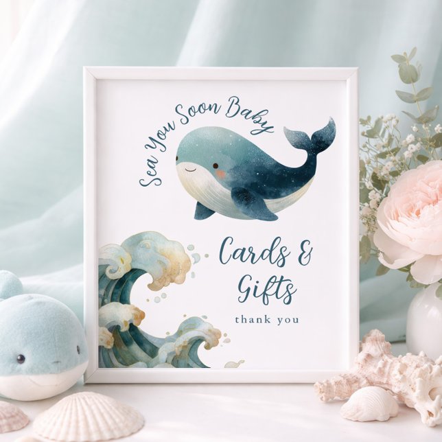 Sea You Soon Whale Cards Gifts Baby Shower Sign Poster (Von Creator hochgeladen)