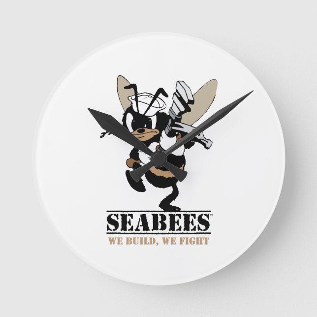 Seabees We build We Fight Clock Runde Wanduhr (Vorderseite)