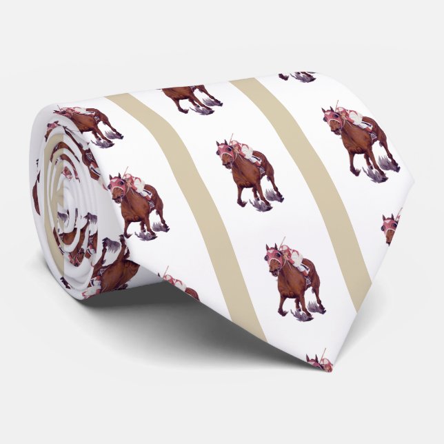 Seabiscuit besiegt Kriegsadmiral im Race Neck Tie Krawatte (Gerollt)