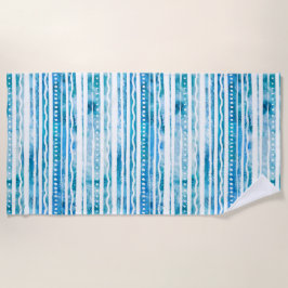 Seabreeze Watercolor Blue Strip Beach Muster Strandtuch