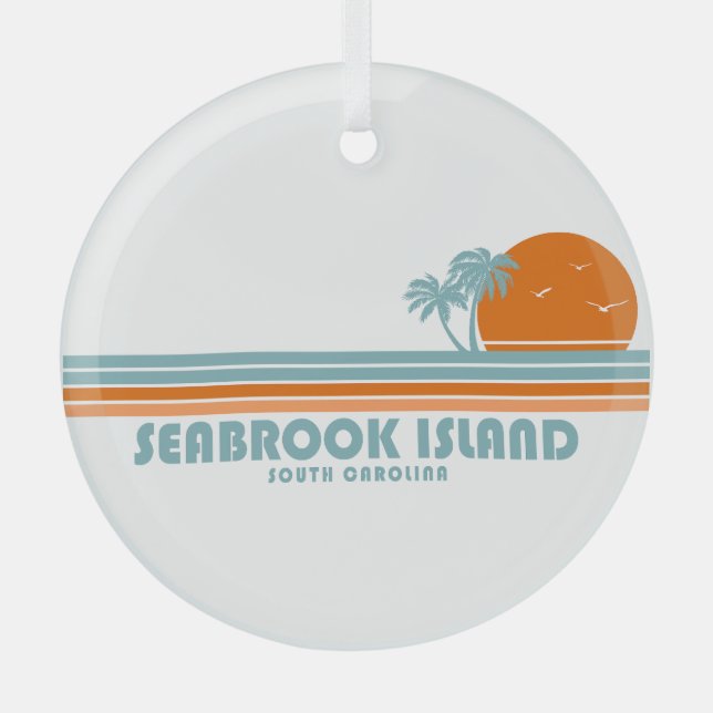 Seabrook Island South Carolina Sun Palm Trees Ornament Aus Glas (Vorderseite)