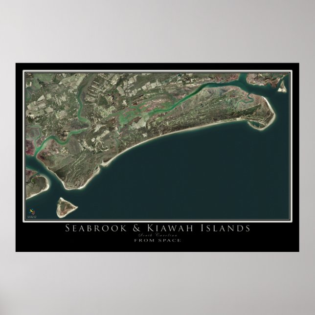 Seabrook & Kiawah Islands South Carolina Satellite Poster (Vorne)