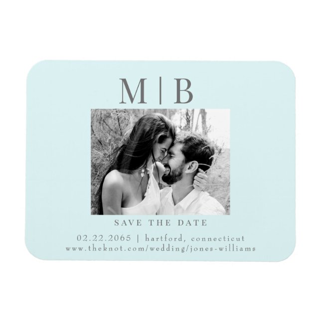 Seafoam B/W Couple Foto Wedding Save the Date Magnet (Horizontal)