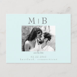 Seafoam B/W Couple Foto Wedding Save the Date Postkarte