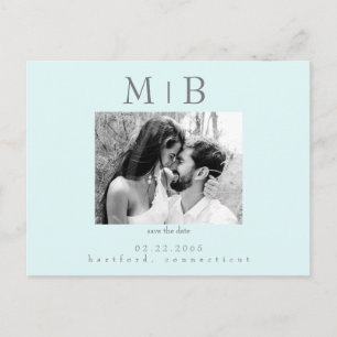 Seafoam B/W Couple Foto Wedding Save the Date Postkarte