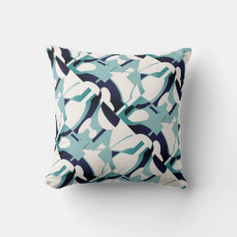 Seafoam Blue-Schwarz-weiß Diagonal Abstrakt Art Kissen
