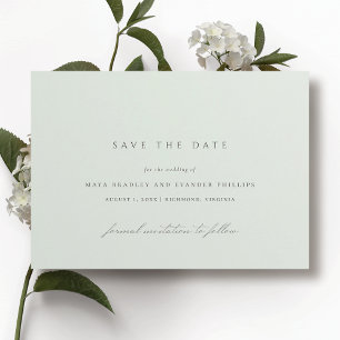 Seafoam Einfache, elegante, hellgrüne Hochzeit Save The Date