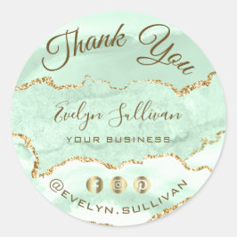 Seafoam Green Agate Vielen Dank Runder Aufkleber