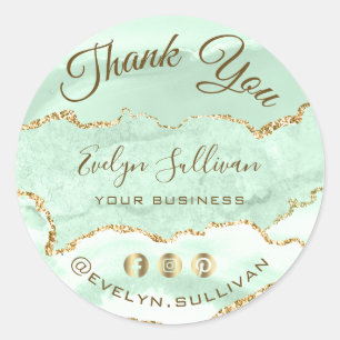 Seafoam Green Agate Vielen Dank Runder Aufkleber