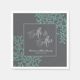 Seafoam Green and Gray Coastal Nautical Wedding Serviette