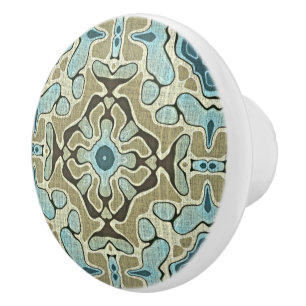 Seafoam Green Aquamarin Blue Ochre Ethnic Stamm Ar Keramikknauf