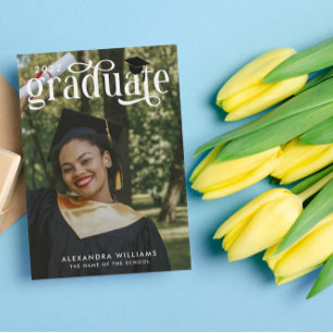 Seafoam Green Elegante White Overlay Foto Graduate Einladung