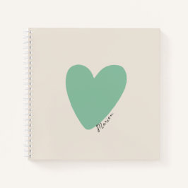 Seafoam Green Mint Heart Square Notebook Notizbuch