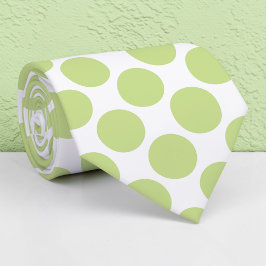 Seafoam Green Polka Dots on White Custom Necktie Krawatte