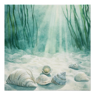Seafoam Green Seashell Leinwand Art Poster