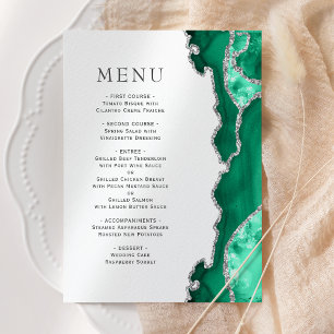 Seafoam Green Silver Agate Wedding Menu Menükarte