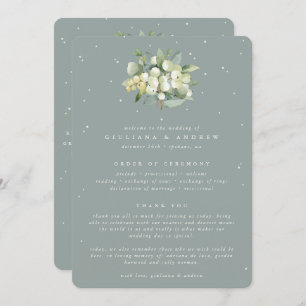 Seafoam Green Snowberry+Eucalyptus Bouquet Wedding Programm