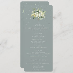 Seafoam Green Snowberry+Eucalyptus Bouquet Wedding Programm