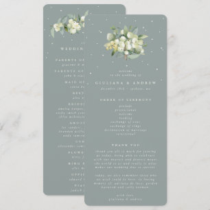 Seafoam Green Snowberry+Eucalyptus Bouquet Wedding Programm