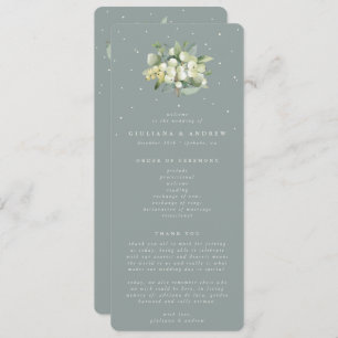 Seafoam Green Snowberry+Eucalyptus Bouquet Wedding Programm