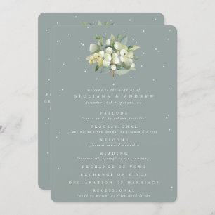 Seafoam Green Snowberry+Eucalyptus Bouquet Wedding Programm