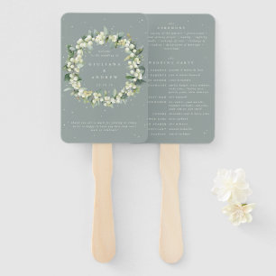 Seafoam Green Snowberry+Eukalyptus Winter Wedding Fächer