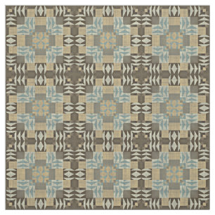 Seafoam Green Taupe Beige Dunkelbraun Ethnic Look Stoff