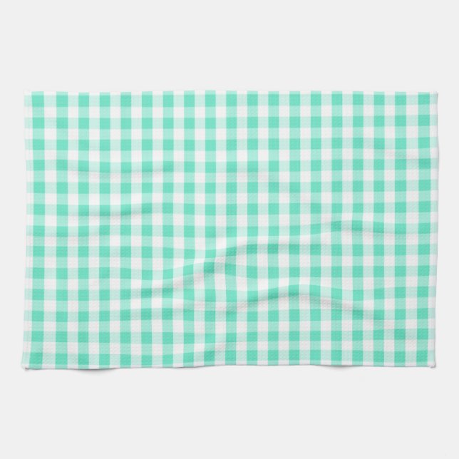 Seafoam Green & White Gingham Pattern Handtuch (Horizontal)